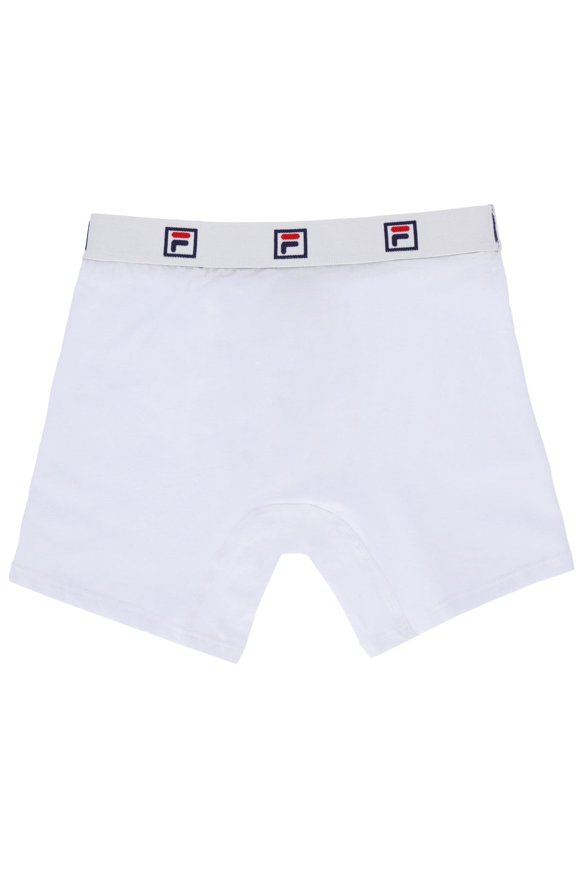 Displays the White 'FILA' branded Mens mid-Rise Trunk