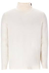 Displays the Gardenia 'FILA' branded 19th Classic Roll Neck Sweater