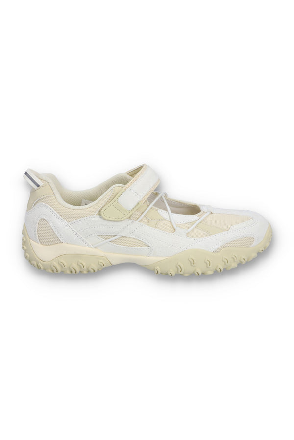 White and beige shoe on a white background
