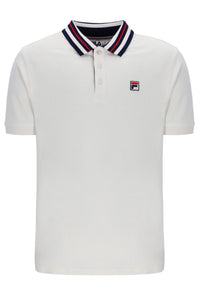 Displays the Gardenia 'FILA' branded Achille Heritage Tape Basic Polo