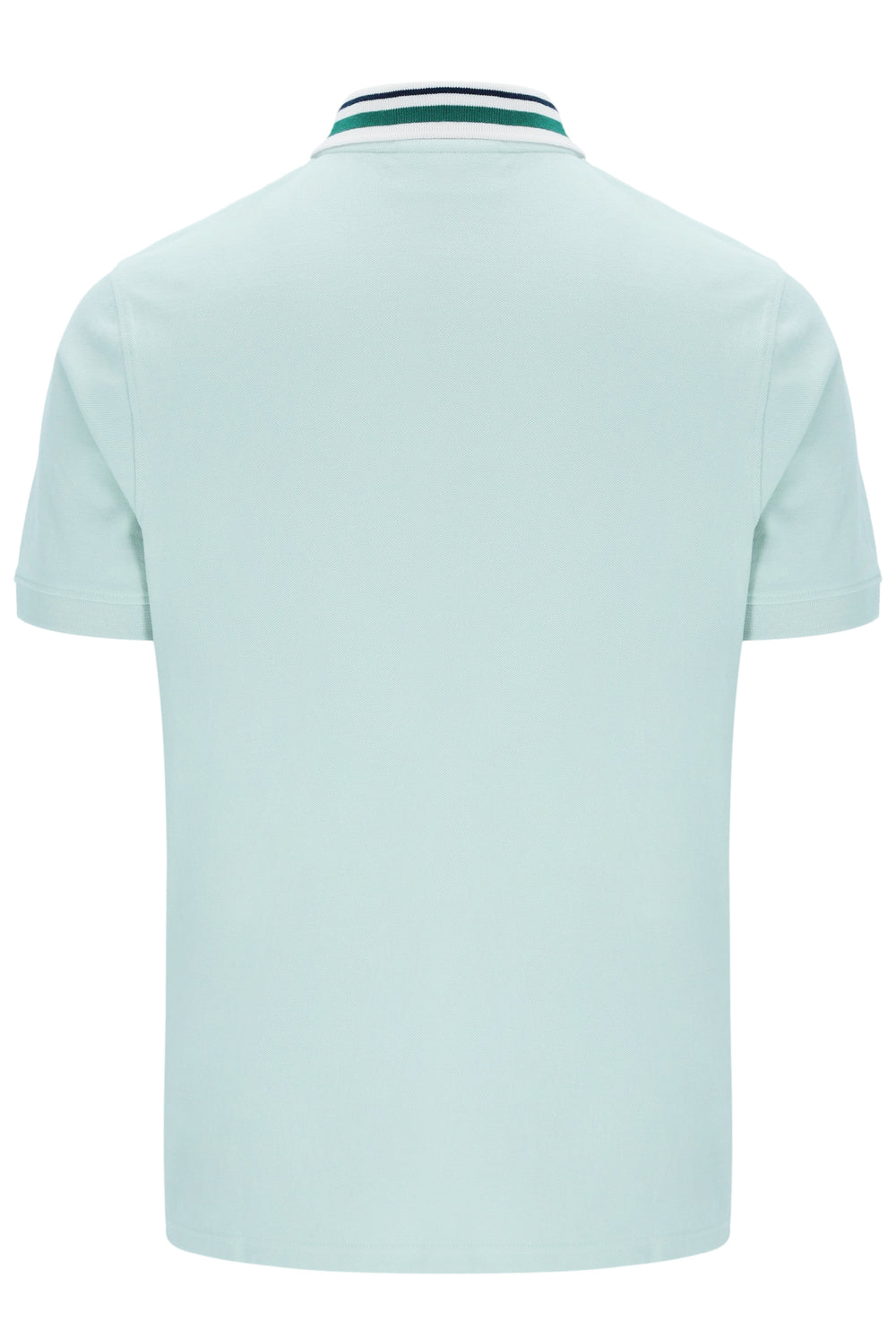 Light blue polo shirt with a collar on a white background