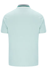 Light blue polo shirt with a collar on a white background