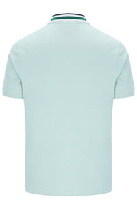 Light blue polo shirt with a collar on a white background