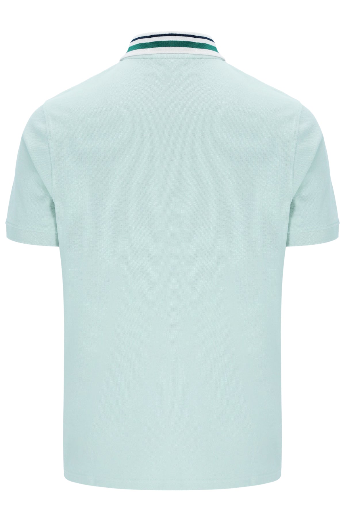 Light blue polo shirt with a collar on a white background