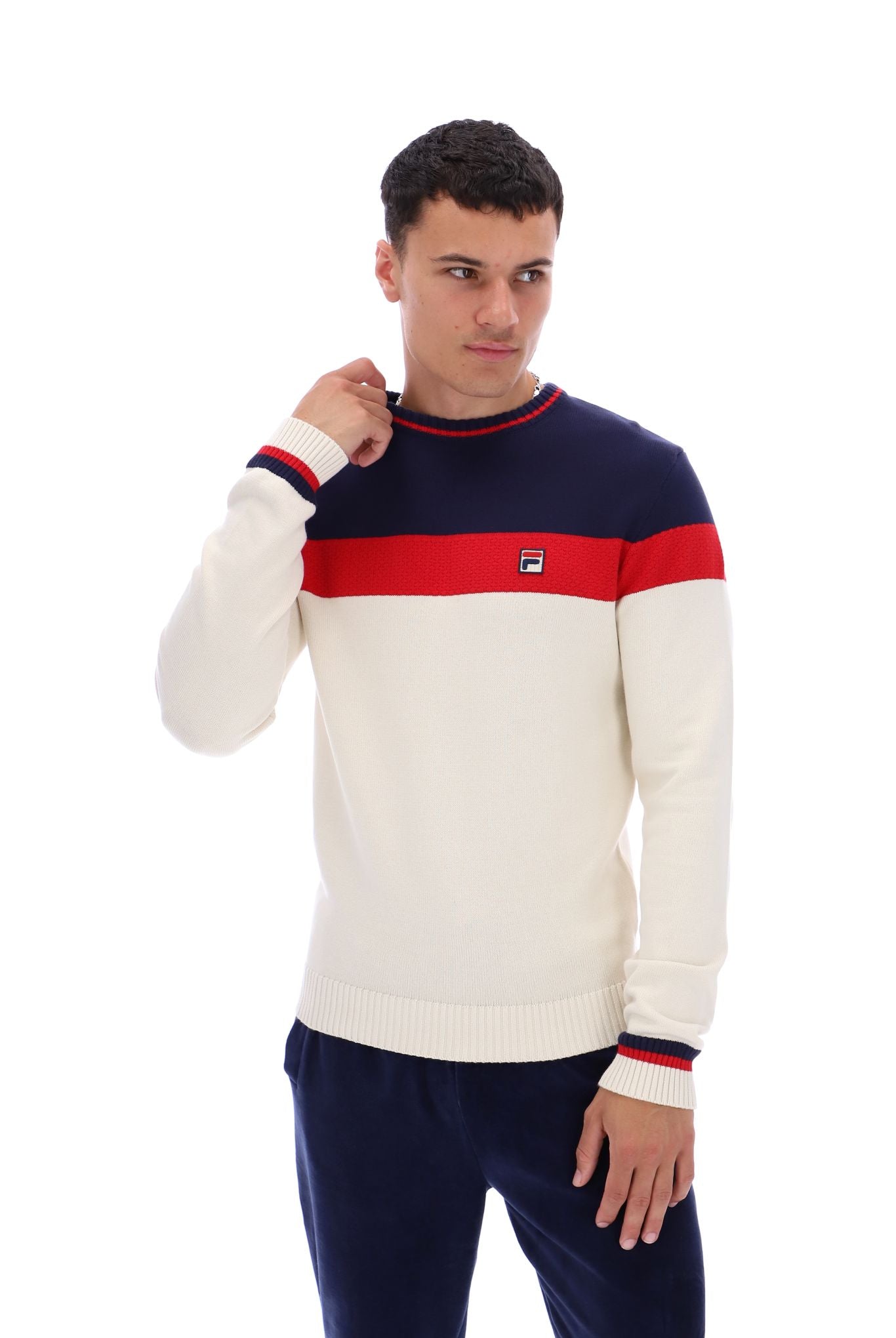 Alden Textured Knitted Colour Block Sweater – Fila UK