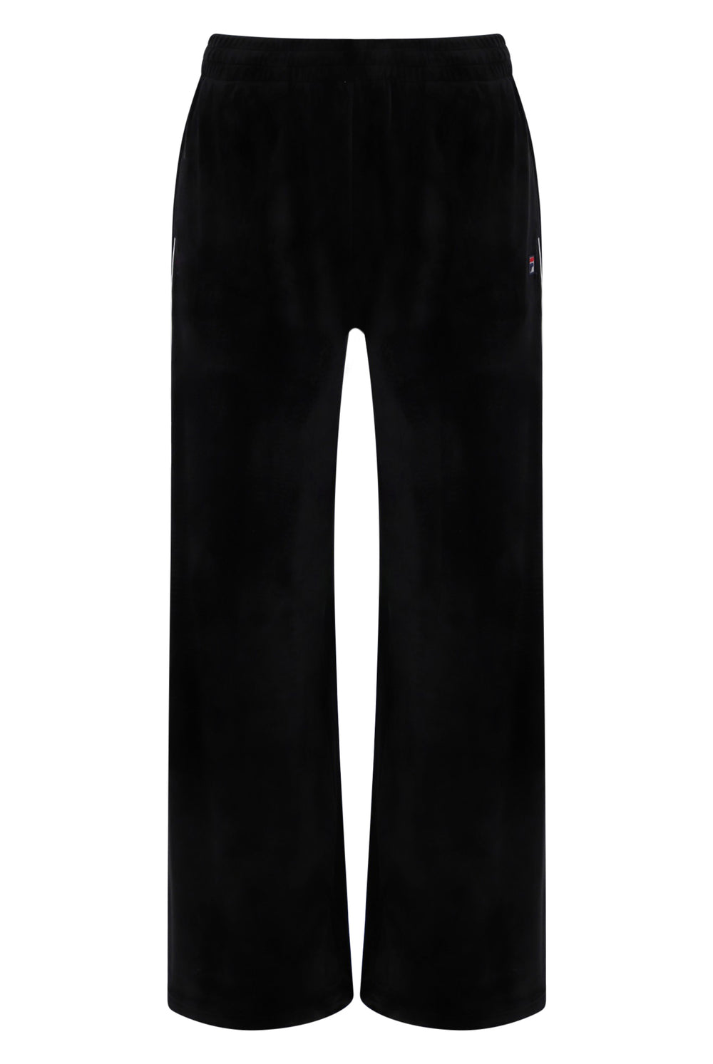 Displays Black & Gardenia 'FILA' branded Angel Velour Wide Leg Pant