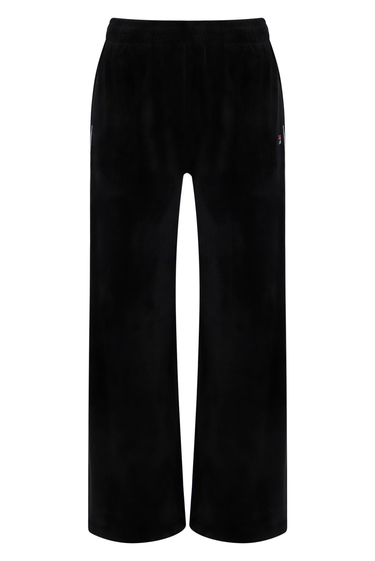 Displays Black & Gardenia 'FILA' branded Angel Velour Wide Leg Pant