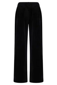 Displays Black & Gardenia 'FILA' branded Angel Velour Wide Leg Pant