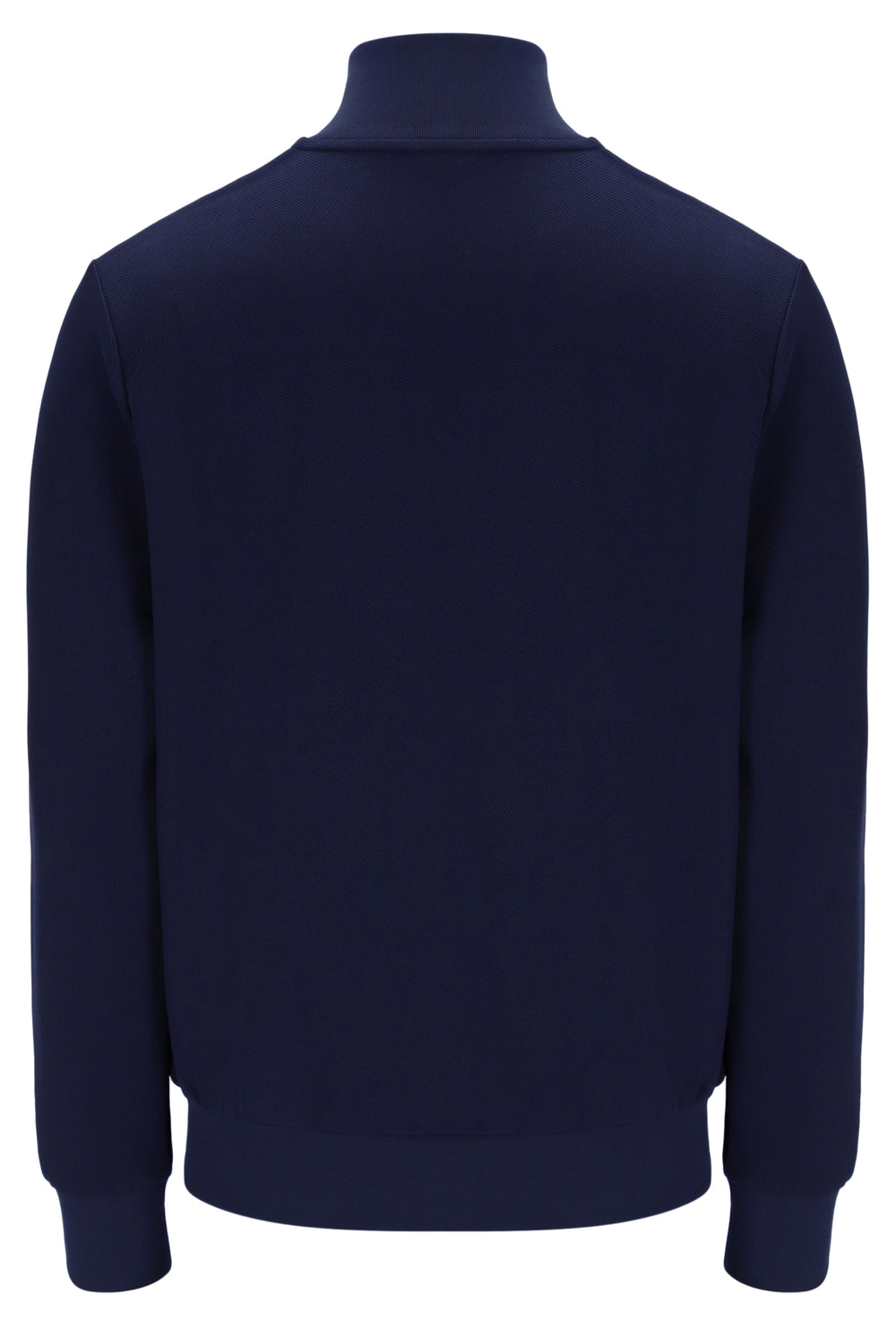 Navy blue half-zip sweatshirt on a white background