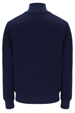 Navy blue half-zip sweatshirt on a white background