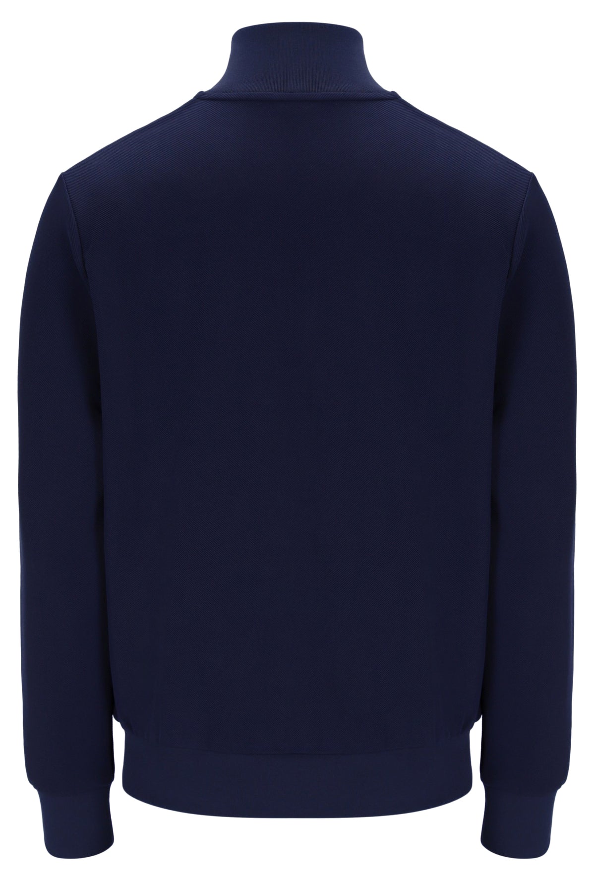 Navy blue half-zip sweatshirt on a white background