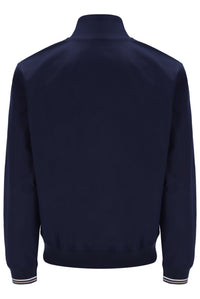 Displays the Navy 'Fila' branded Arturo Coach Jacket