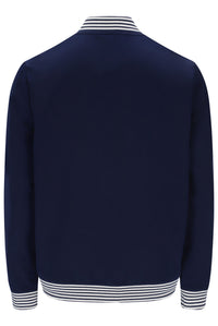 Displays the Navy 'Fila' branded Gardenia Badrick Jacket