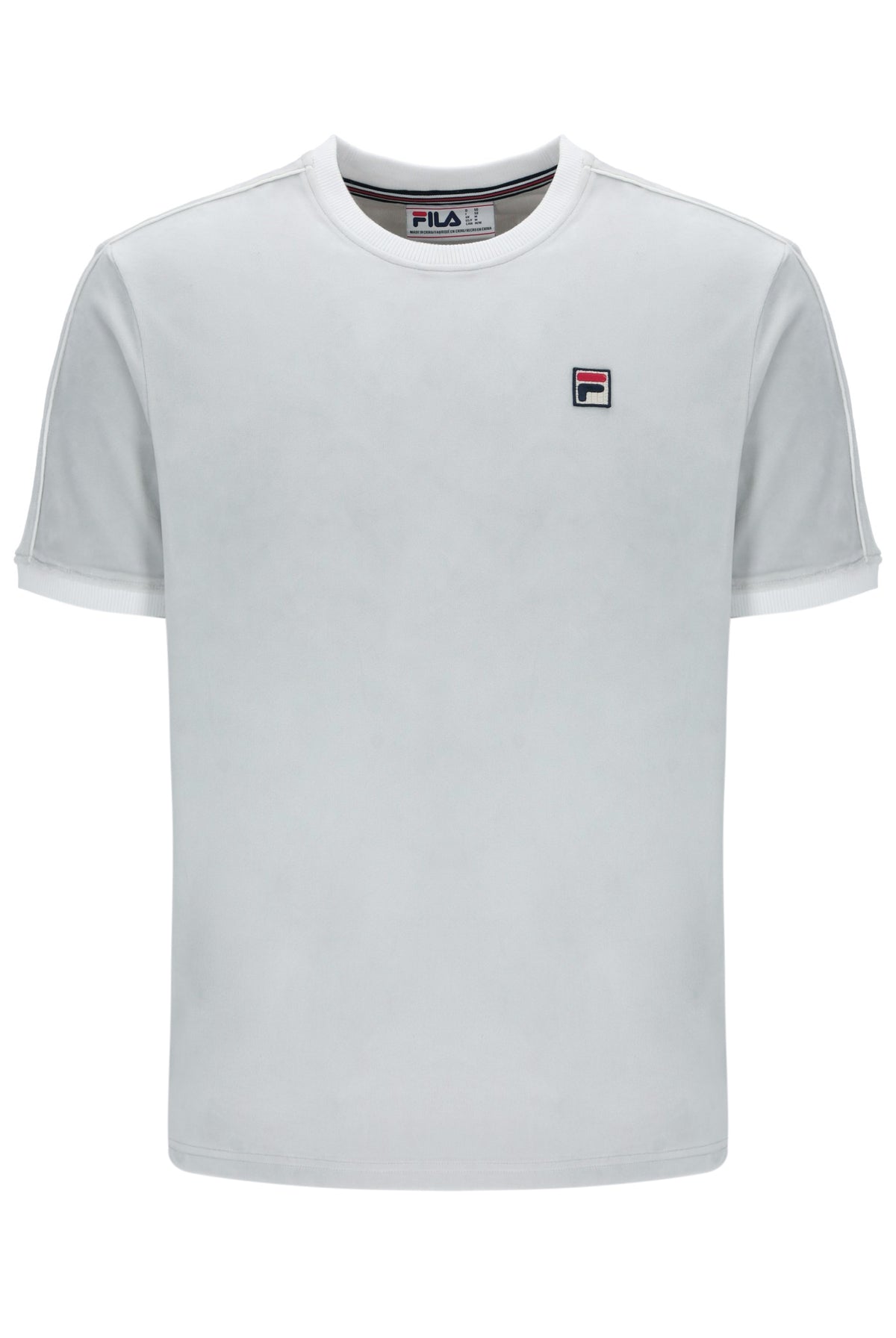 Dawn blue t-shirt with Fila logo on a white background
