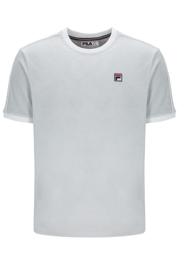 Dawn blue t-shirt with Fila logo on a white background