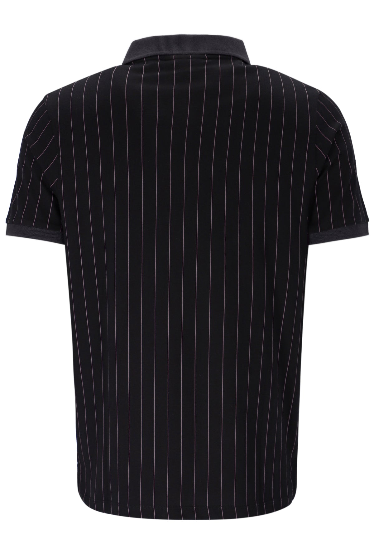 Black pinstripe shirt on a white background