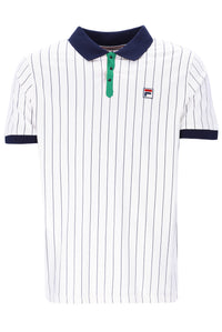 White BB1 Classic Vintage Striped Polo