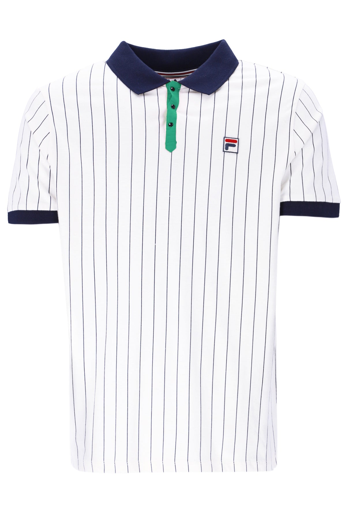 White BB1 Classic Vintage Striped Polo