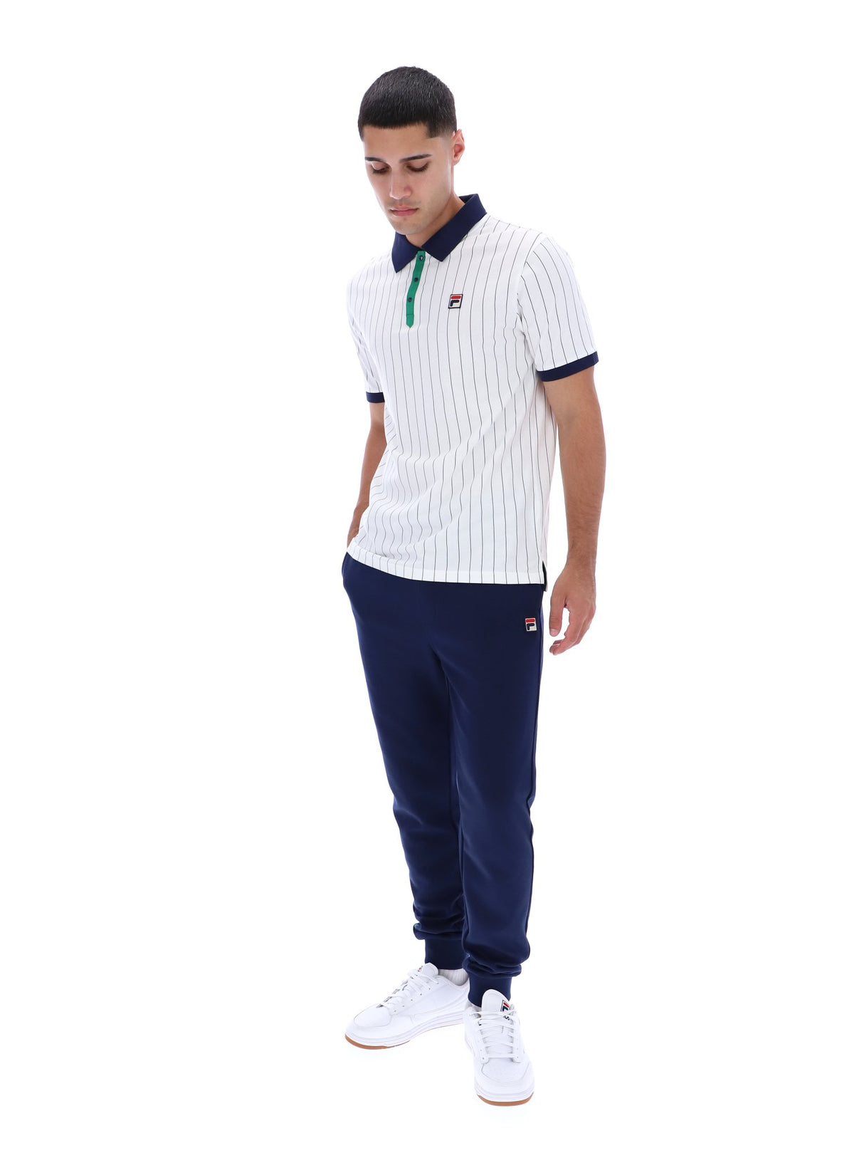 White BB1 Classic Vintage Striped Polo