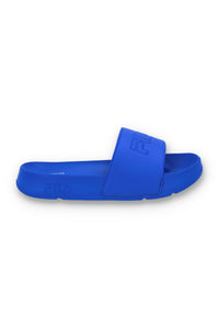 Blue FILA slider on a white background