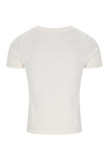 Displays the Gardenia 'FILA' branded Berta Fitted V Neck Top