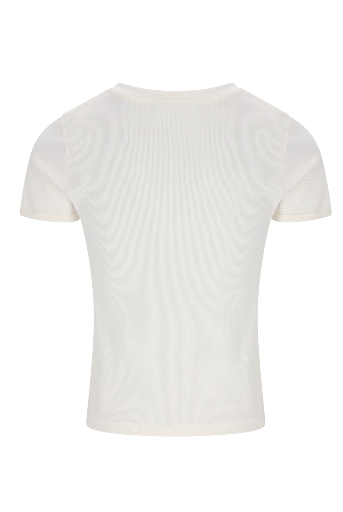Displays the Gardenia 'FILA' branded Berta Fitted V Neck Top
