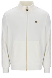 Displays the White 'FILA' branded Down Bosco Velour Track Top