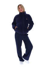 Fila Navy Brandy Cosy Ribbed Velour Puffa Jacket