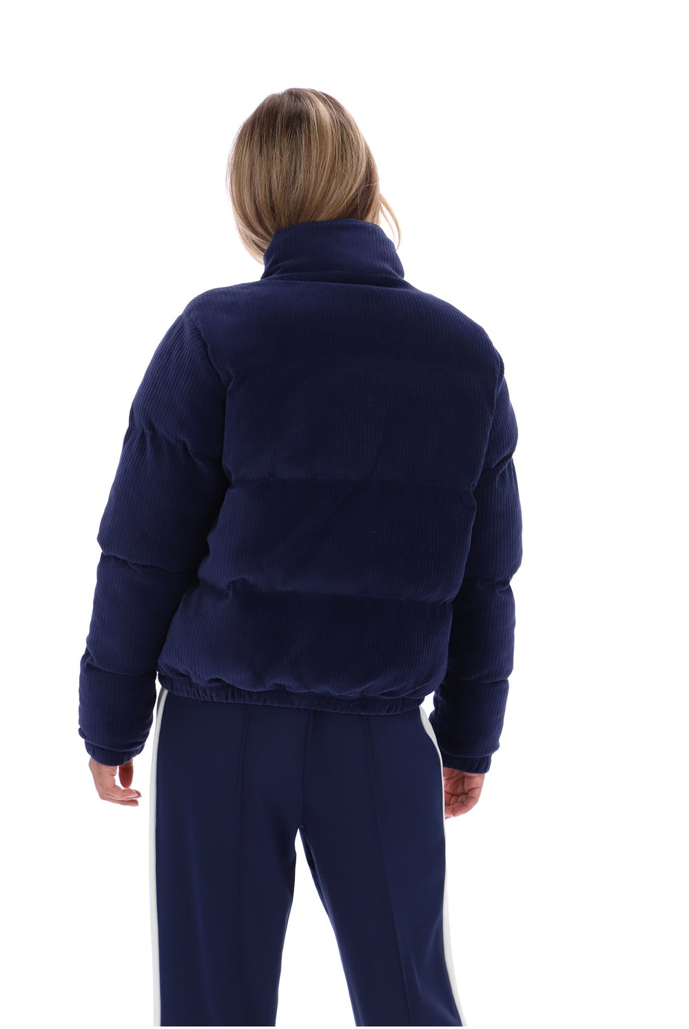 Fila Navy Brandy Cosy Ribbed Velour Puffa Jacket