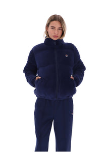 Fila Navy Brandy Cosy Ribbed Velour Puffa Jacket