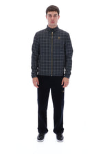 Black Brio Printed Check Biker Neck Jacket