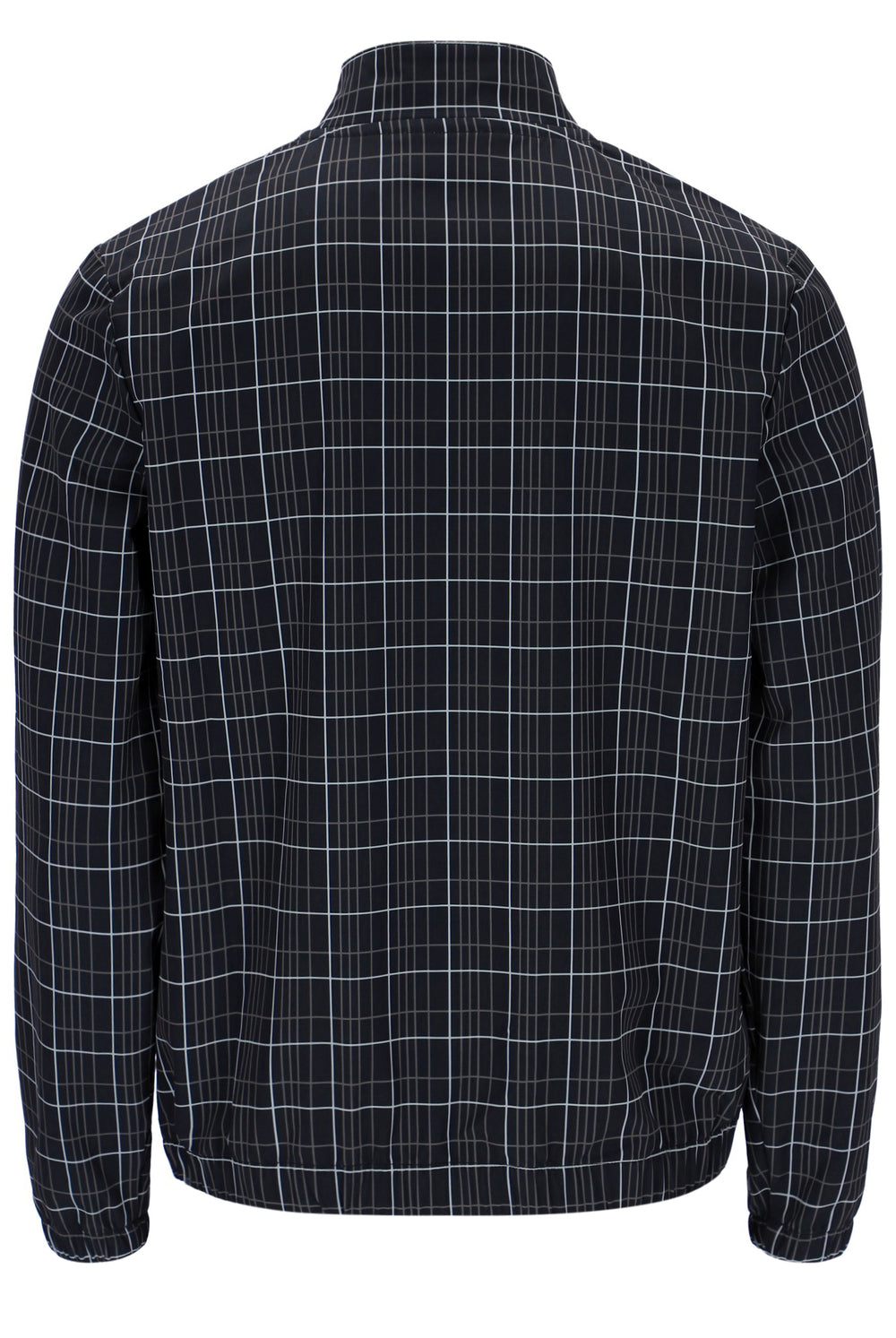 Black Brio Printed Check Biker Neck Jacket