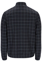 Black Brio Printed Check Biker Neck Jacket