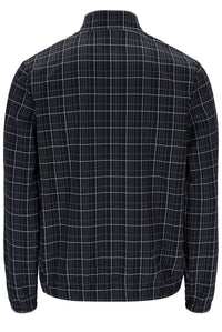 Black Brio Printed Check Biker Neck Jacket