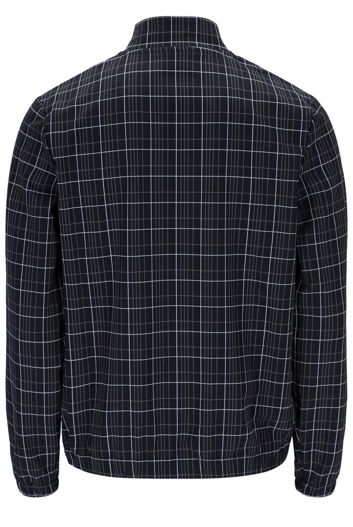 Black Brio Printed Check Biker Neck Jacket