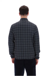 Black Brio Printed Check Biker Neck Jacket