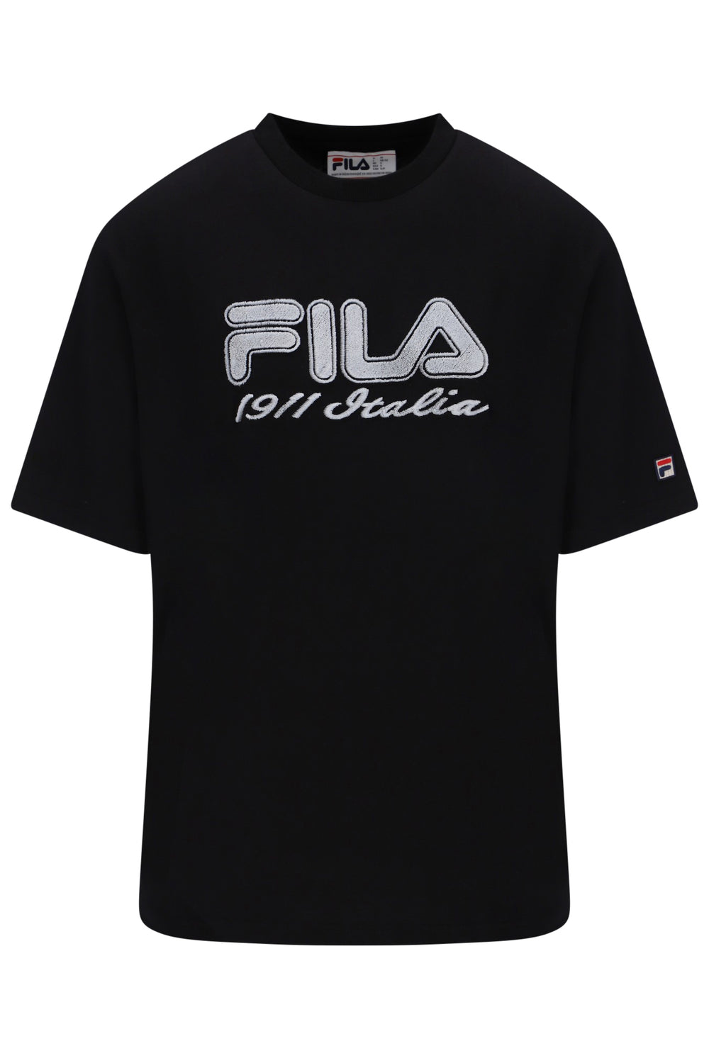 Displays the Black 'FILA' branded Carly Boyfriend T-Shirt