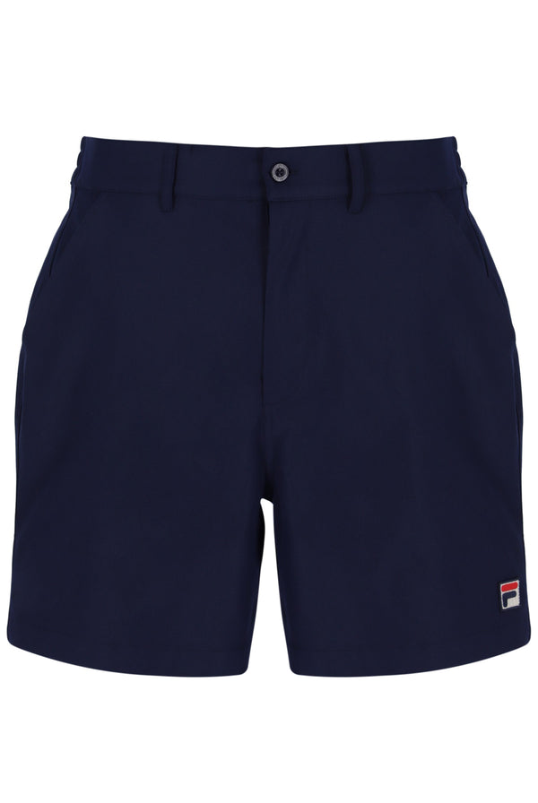 Displays the Navy 'FILA' Caruso Chino Shorts