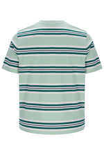 Green and white striped t-shirt on a white background