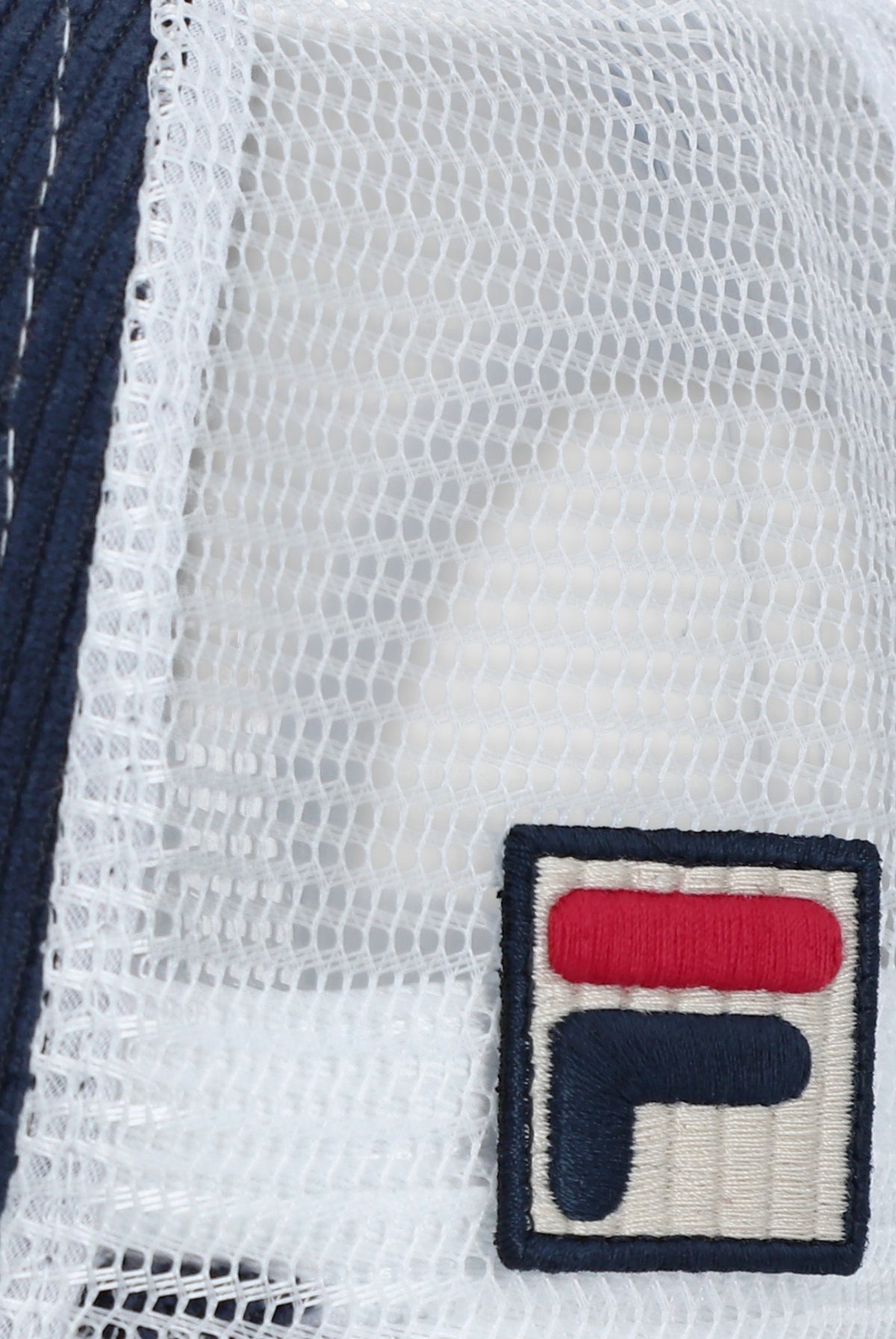 Displays Navy 'Fila' branded Cody Corduroy Mesh-Back Cap with Embroidered Graphic featuring FILA branded logo