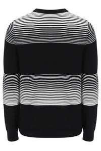 Displays the Black 'FILA' branded Connor Striped Knit Crew Neck