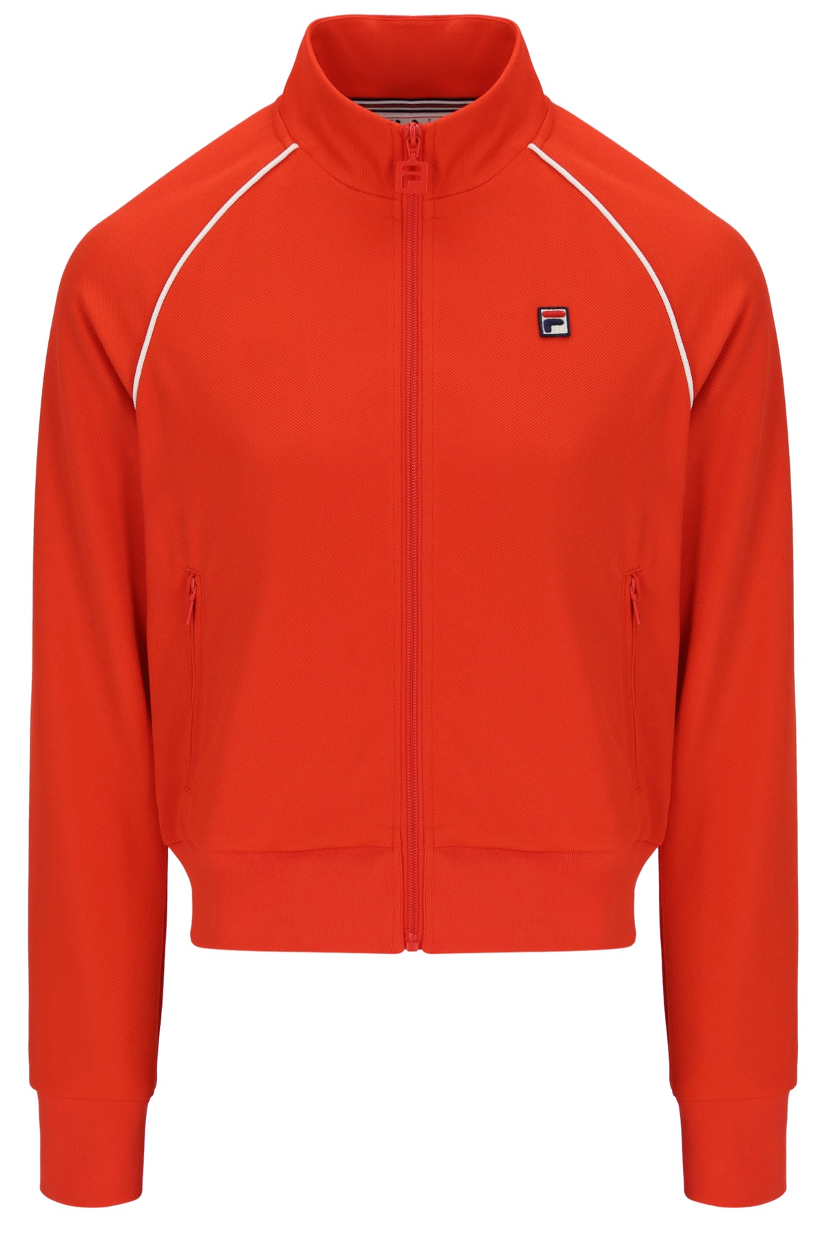 Orange jacket with a FILA logo on a white background