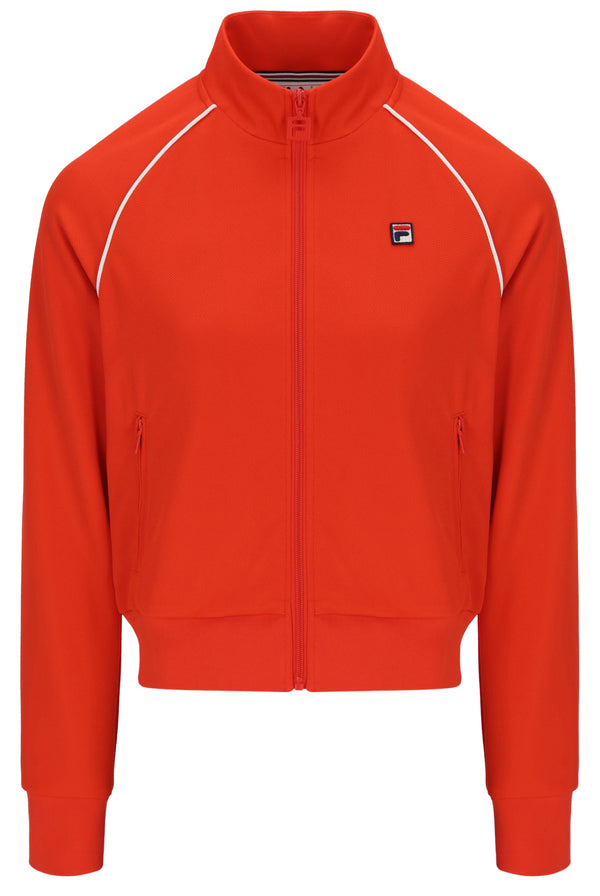 Orange jacket with a FILA logo on a white background