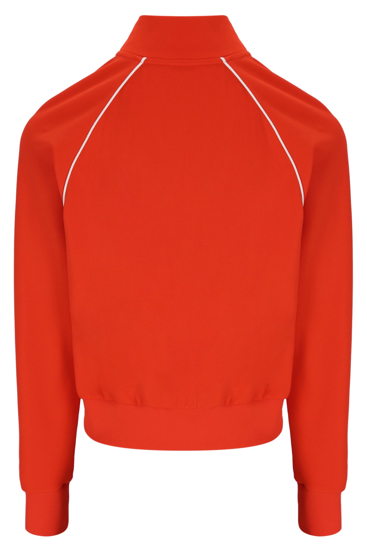 Bright Orange jacket with white piping on a white background