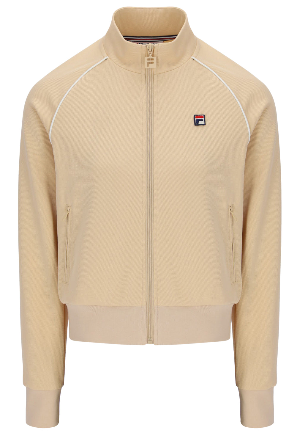 Beige jacket with a FILA logo on the chest, against a white background