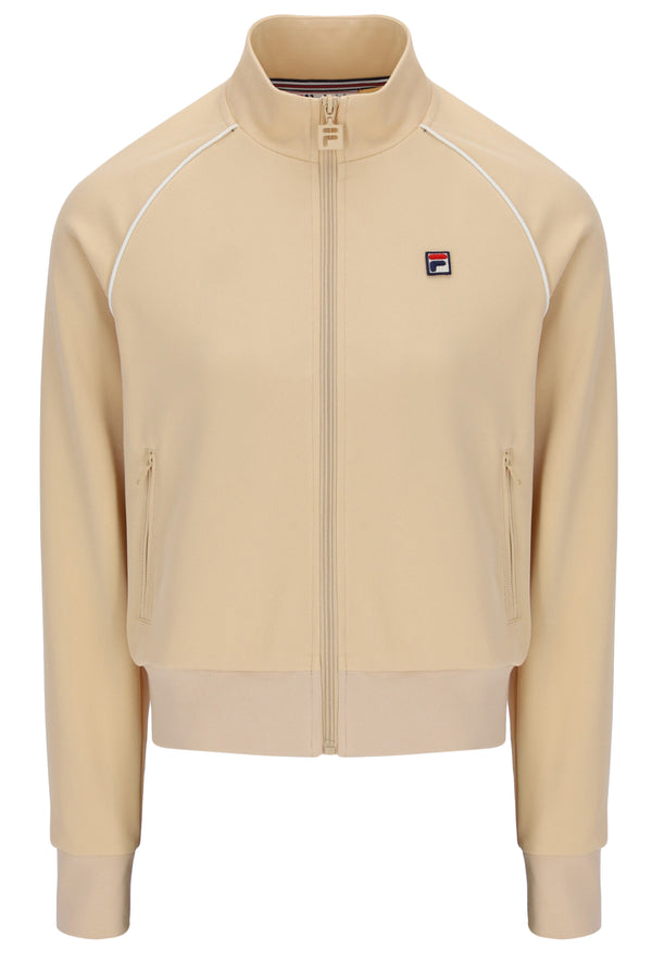 Beige jacket with a FILA logo on the chest, against a white background