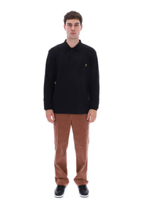 Black Dino Long Sleeve Polo