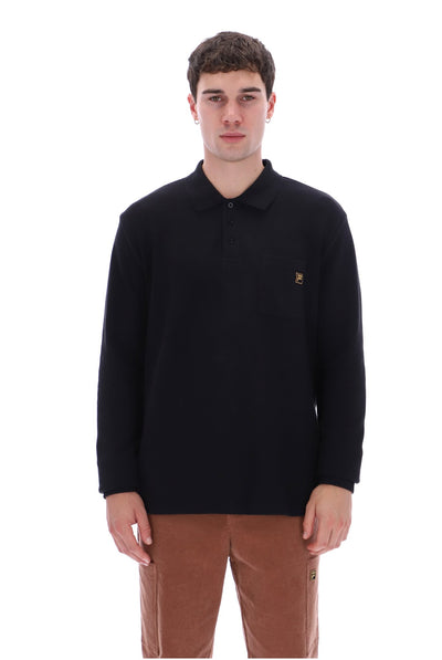 Black Dino Long Sleeve Polo