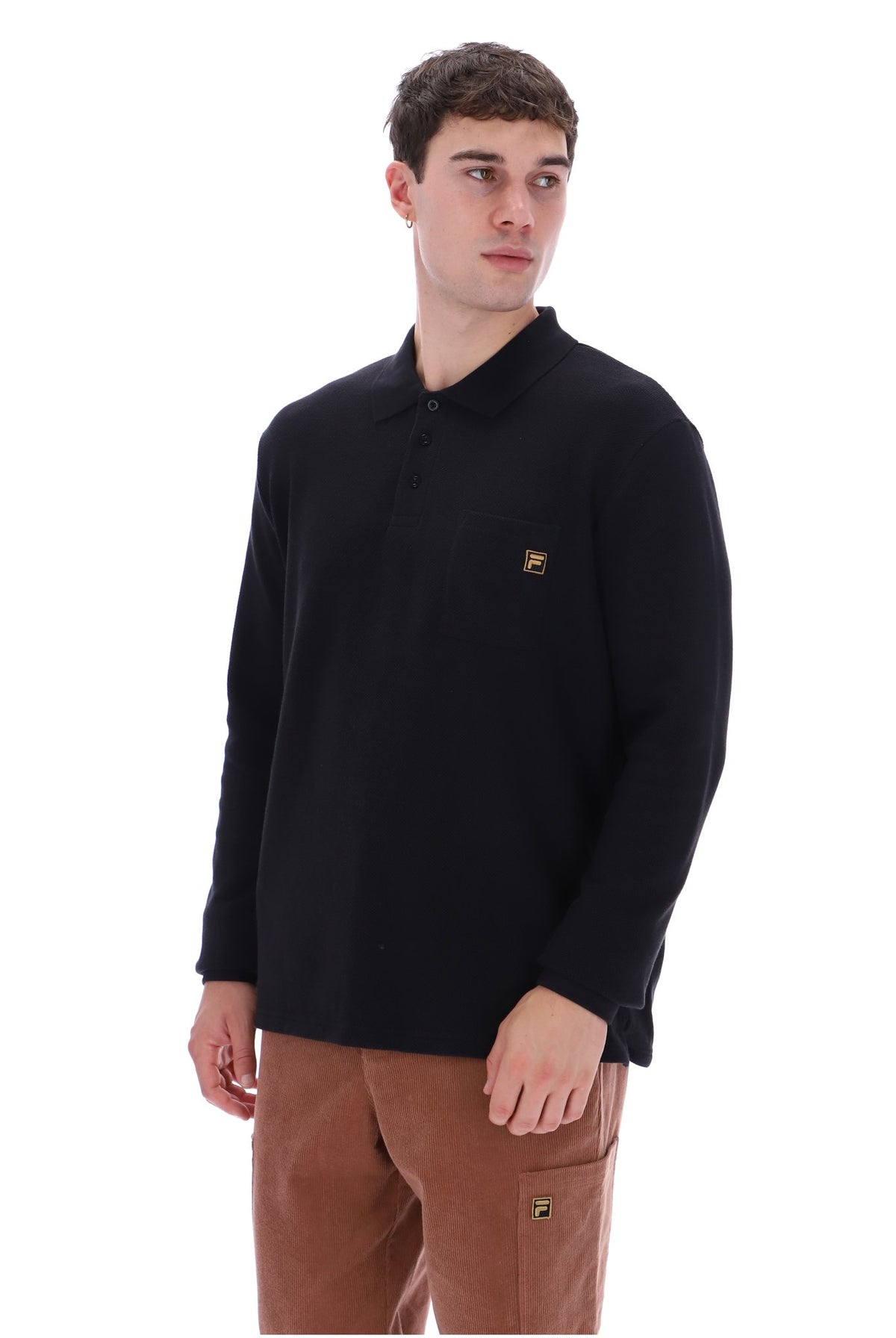 Black Dino Long Sleeve Polo
