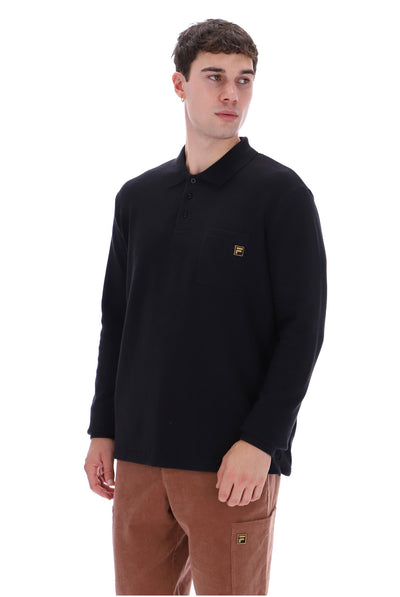 Black Dino Long Sleeve Polo